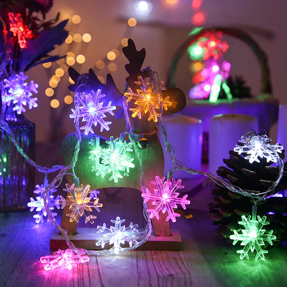 1PC Snowflake String Lights, USB Christmas Snowflaker String Lights DIY Garland String Lights for Xmas Patio Bedroom Party Decor