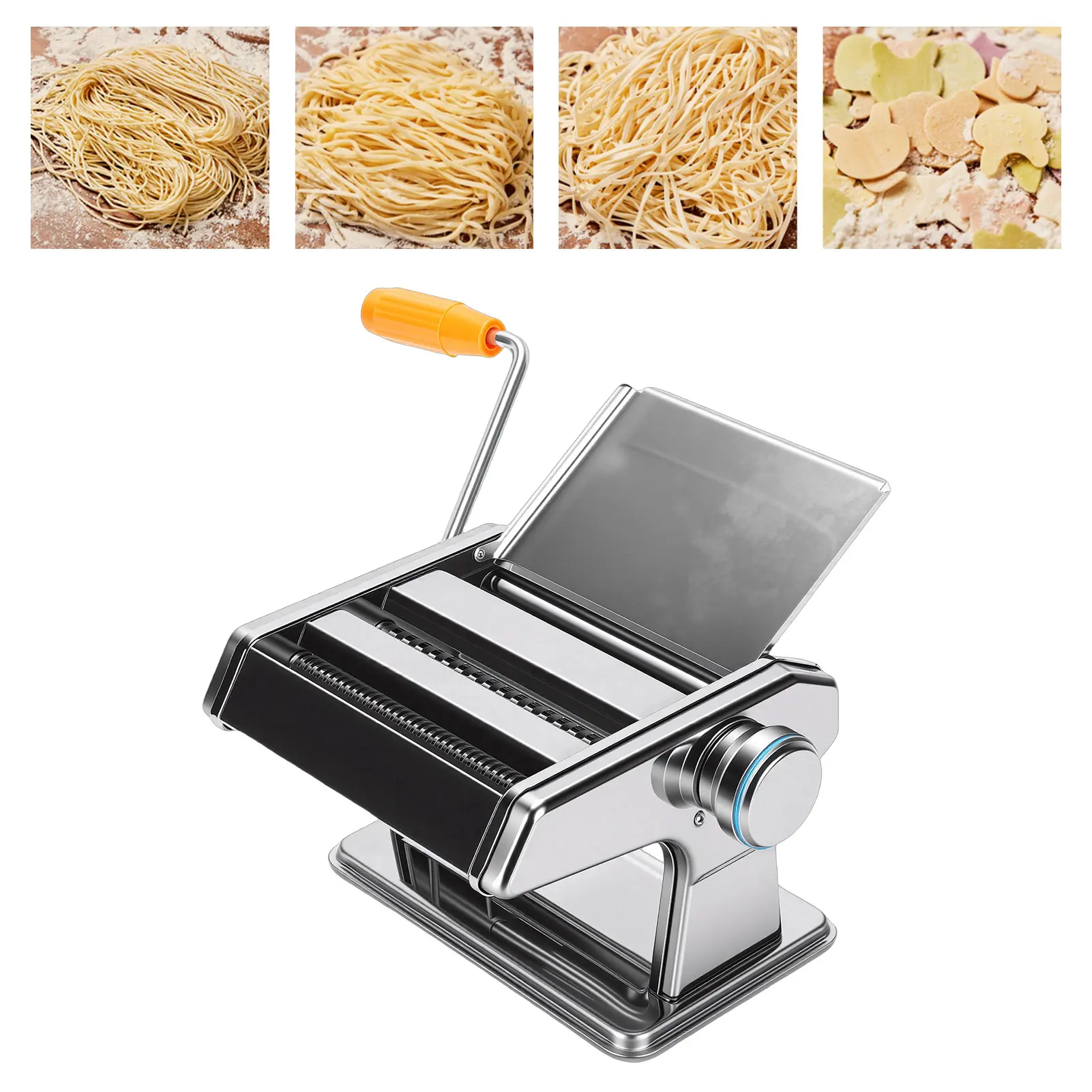 Pasta Maker Adjustable Multifunction Manual Noodle Maker Machine w Hand Crank and Cutter for Spaghetti Fettuccini Dumpling Skin