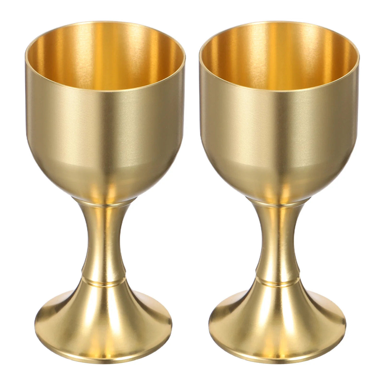 

2Pcs Gold Finish Brass Goblet Timeless Stemware for Banquet Renaissance Theme Church Altar Chalice Decorative Metal Cup