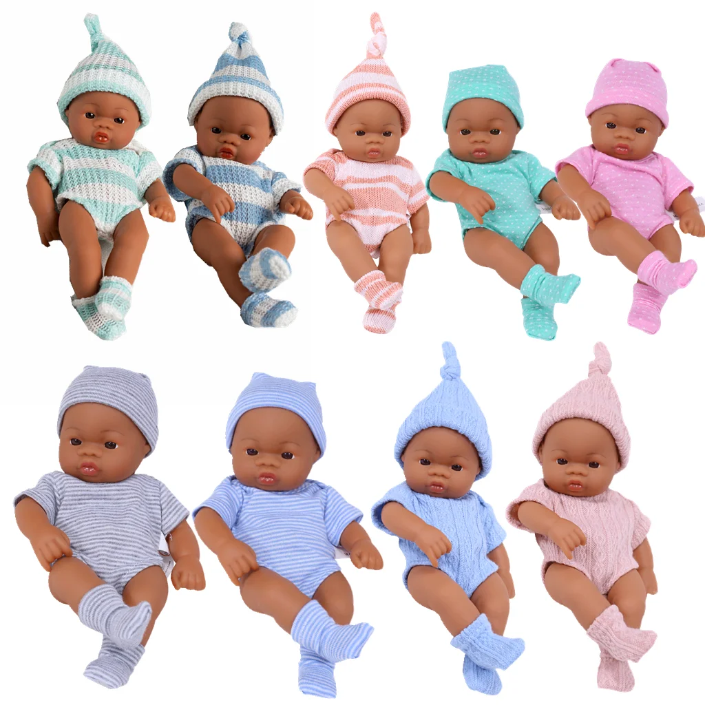 Brown Reborn Dolls African Reborn Baby Doll 20cm Dolls Baby Reborn Baby Doll Toys Soft Touch High Quality Doll for Children Toys