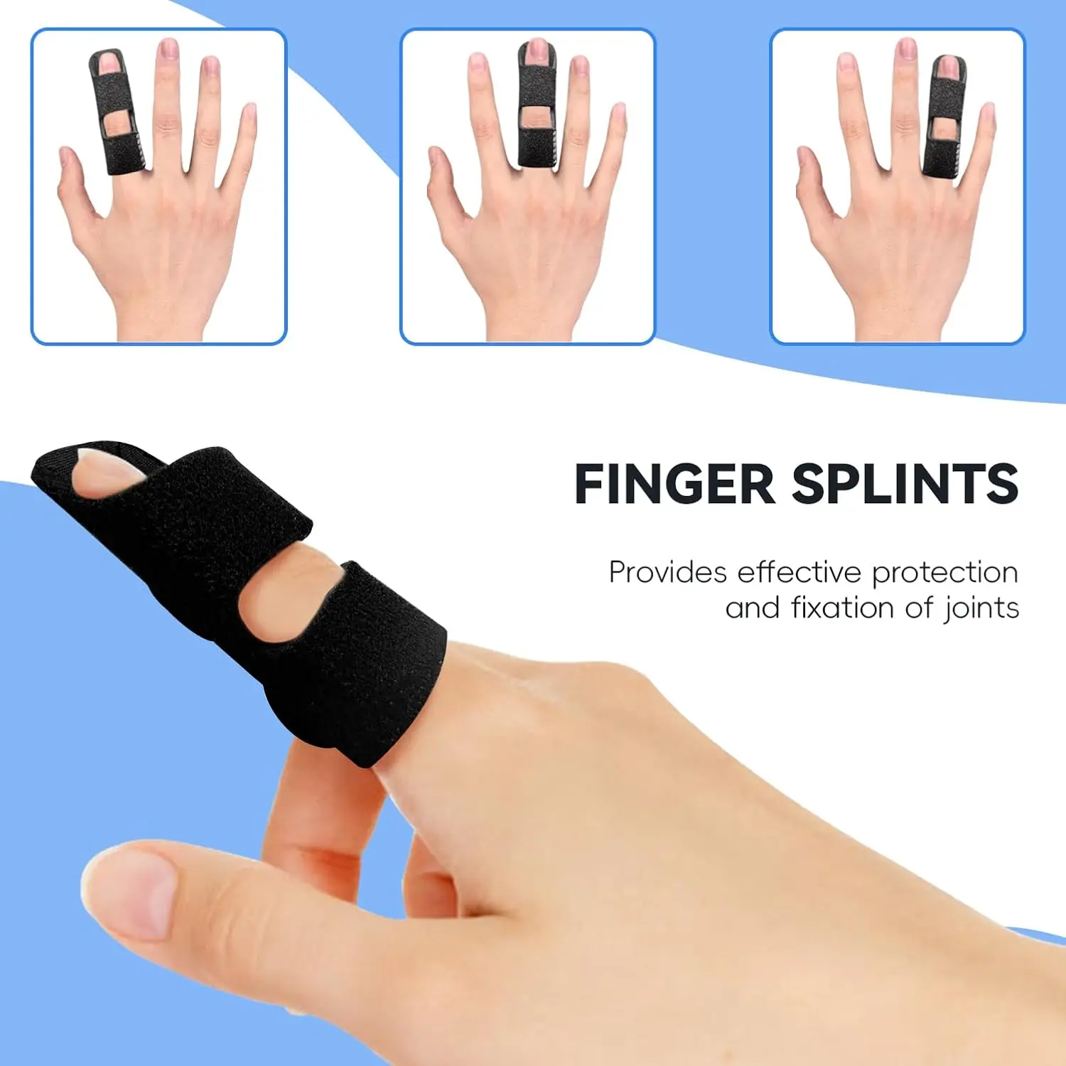 Adjustable Steel Plate Finger Corrector Splint Pain Relief Brace Support Hand Fix Strap Protector Breathable for Hand Recovery