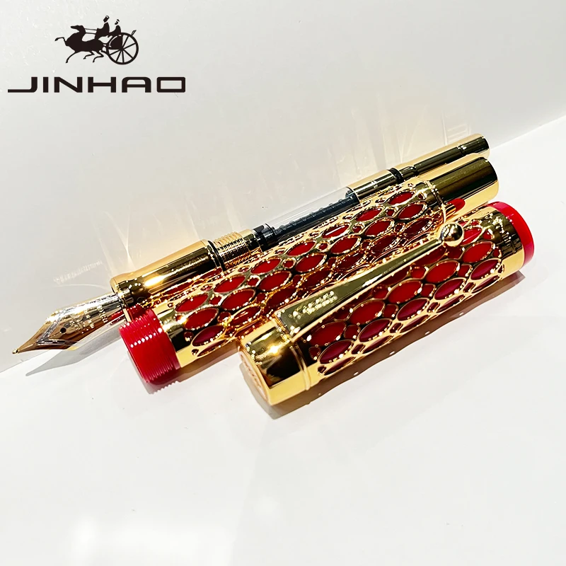 قلم حبر Jinhao 100 على شكل سيليلويد، أداة كتابة ناعمة مع محول قابل لإعادة الملء