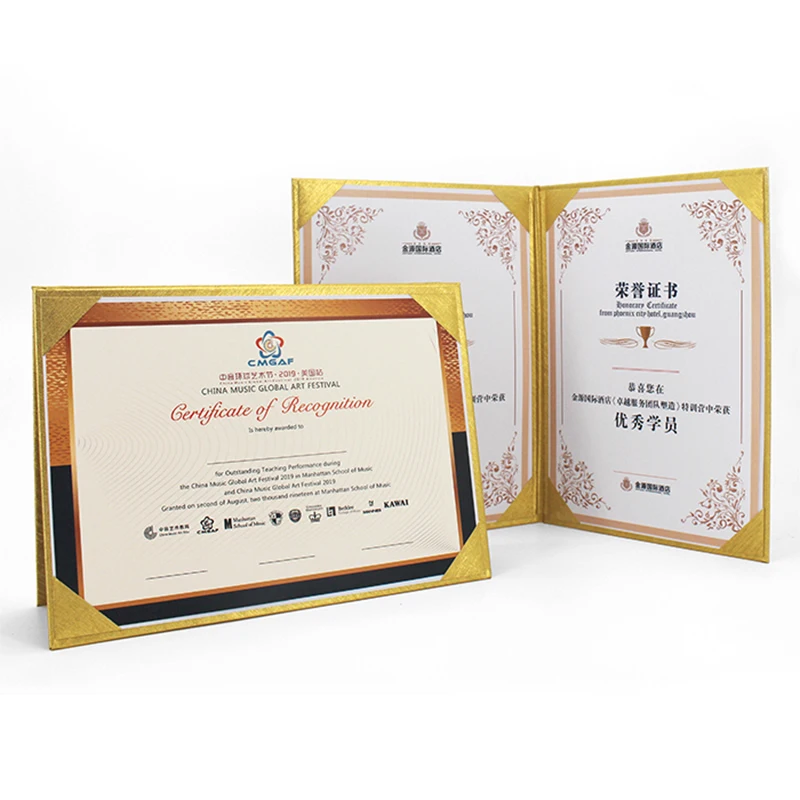 Hardcover Good Quality Speech Address  Blank Folder For A4 210X297MM By Pearl Specialty Paper Gold Color