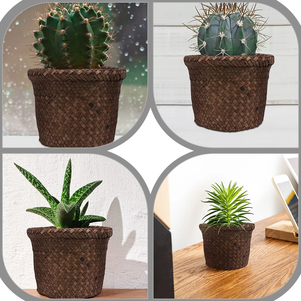 1개 해초 보관 바구니 휴대용 직조 토트 바구니 주방 식당 가정용 과일 채소 보관함 쓰레기통