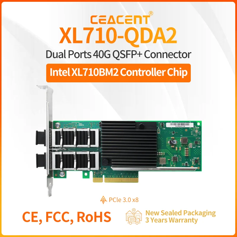 

New XL710-QDA2 2 x 40Gb/s Dual Port QSFP+ Server Network Card PCIe 3.0 x8 Intel XL710 Chipset Low profile Bracket Included