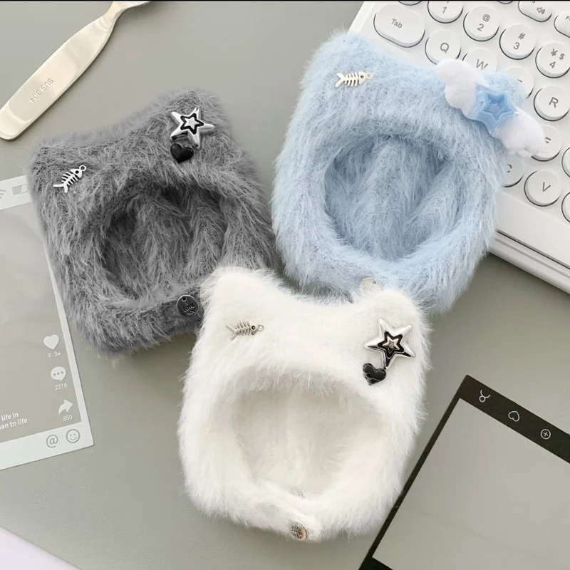 

10 см милый мультяшный хлопковый чехол для головы куклы Y2K стиль плюшевые головные уборы для куклы детская одежда головные уборы аксессуары брелок украшение