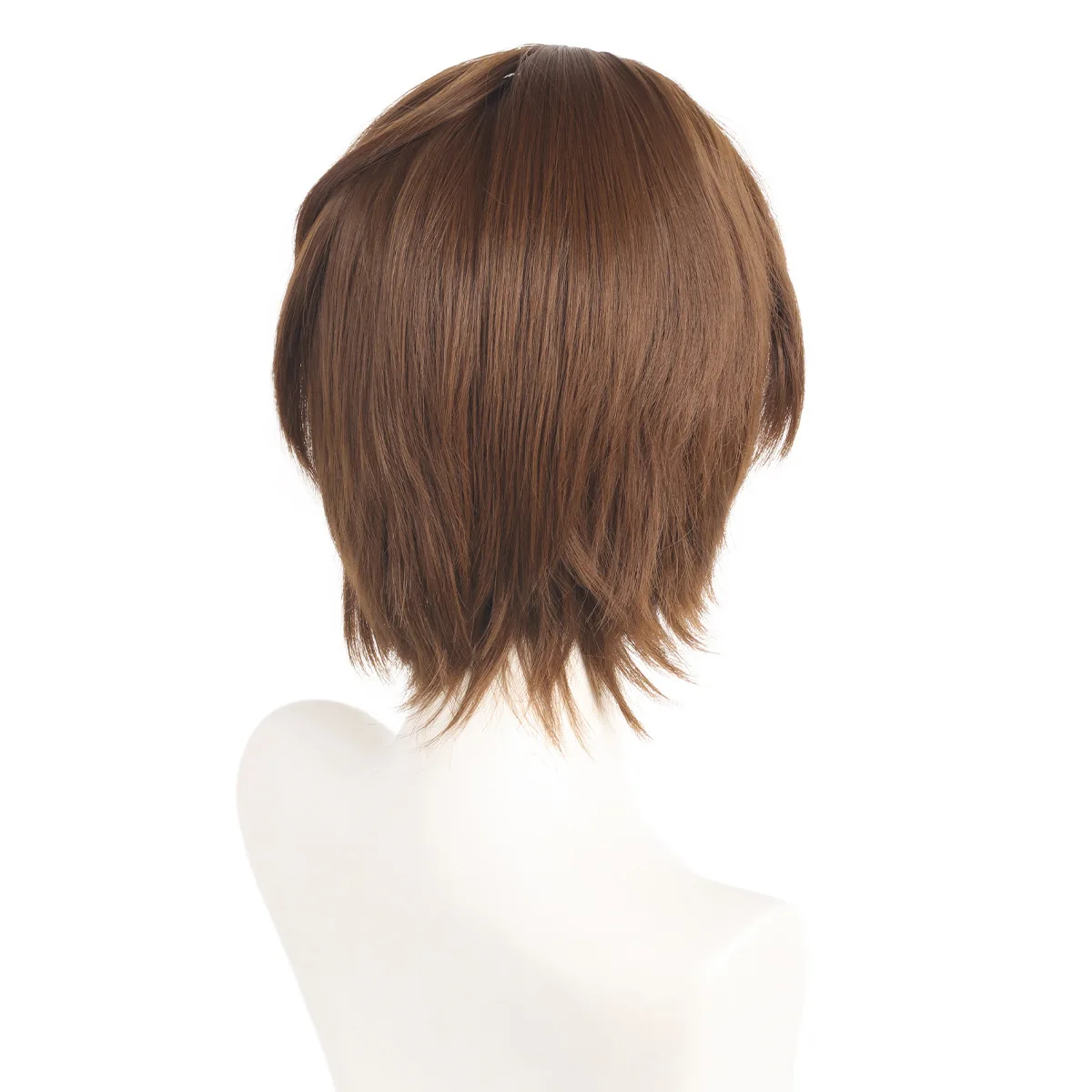 Synthetic Short Brown Wig Natural Hairline Middle Part for Cosplay Party Daily Wear Heat Resistant