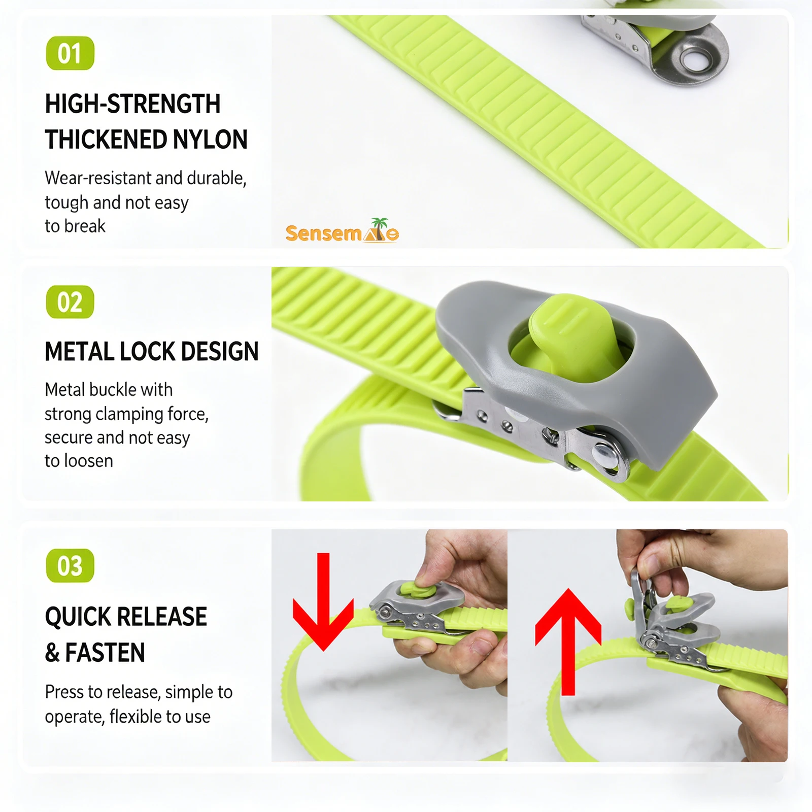 Grip Lock Strap 50cm Heavy Duty Adjustable Ladder Strap with Quick Release Buckle Reusable Cargo Binding Tie Down Securing