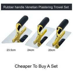 Venetian Plastering Trowel Set Soft Handle Stainless Steel Finishing Trowel Filling Spatula for Mural Paint Wall Floor Repair