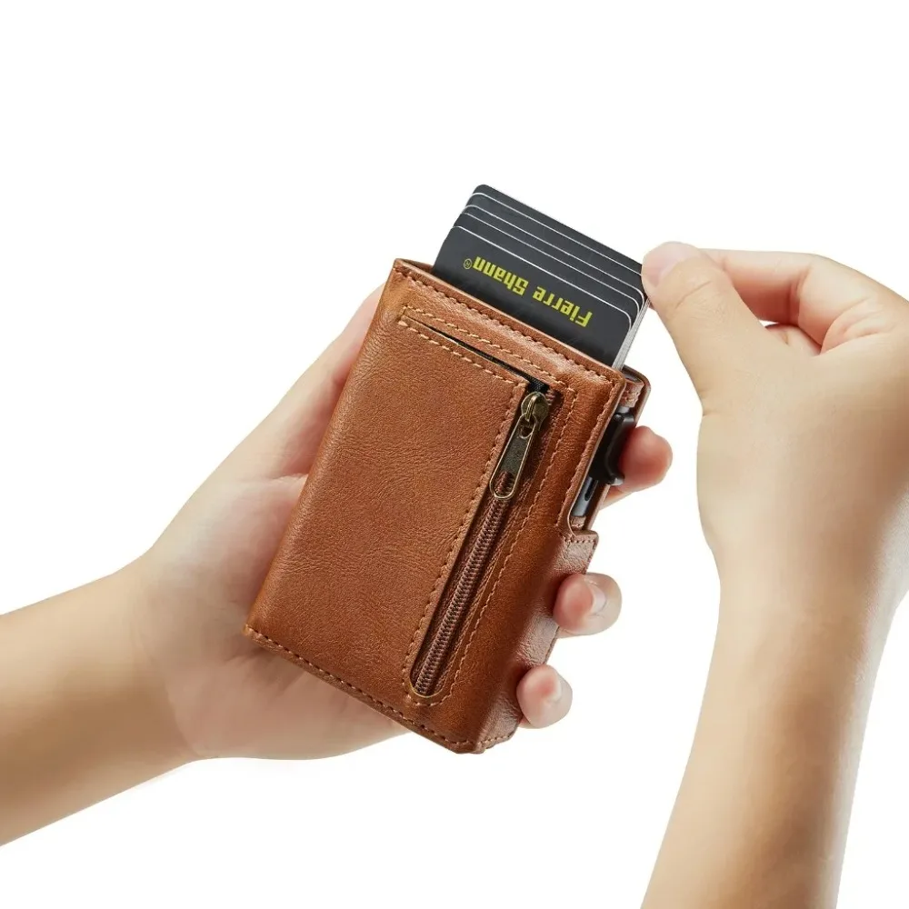 For Magsafe Magnetic Zipper Wallet with RFID Blocking Card Holder Coin Pocket PU Leather Case For iPhone Samsung Xiaomi Google