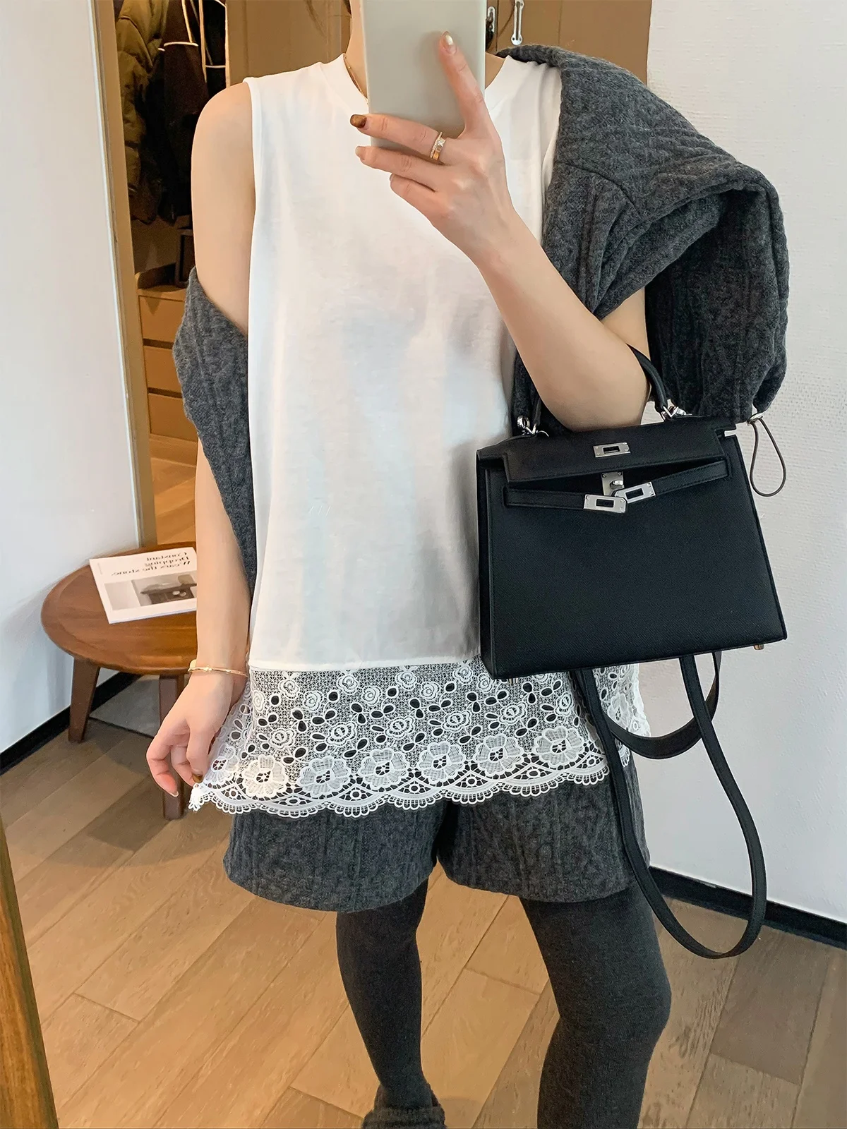 

Женская футболка Love Devil Fi Lace Splice Svel, модный базовый слой, белый зимний топ, Новое поступление, комплект для поездок на работу