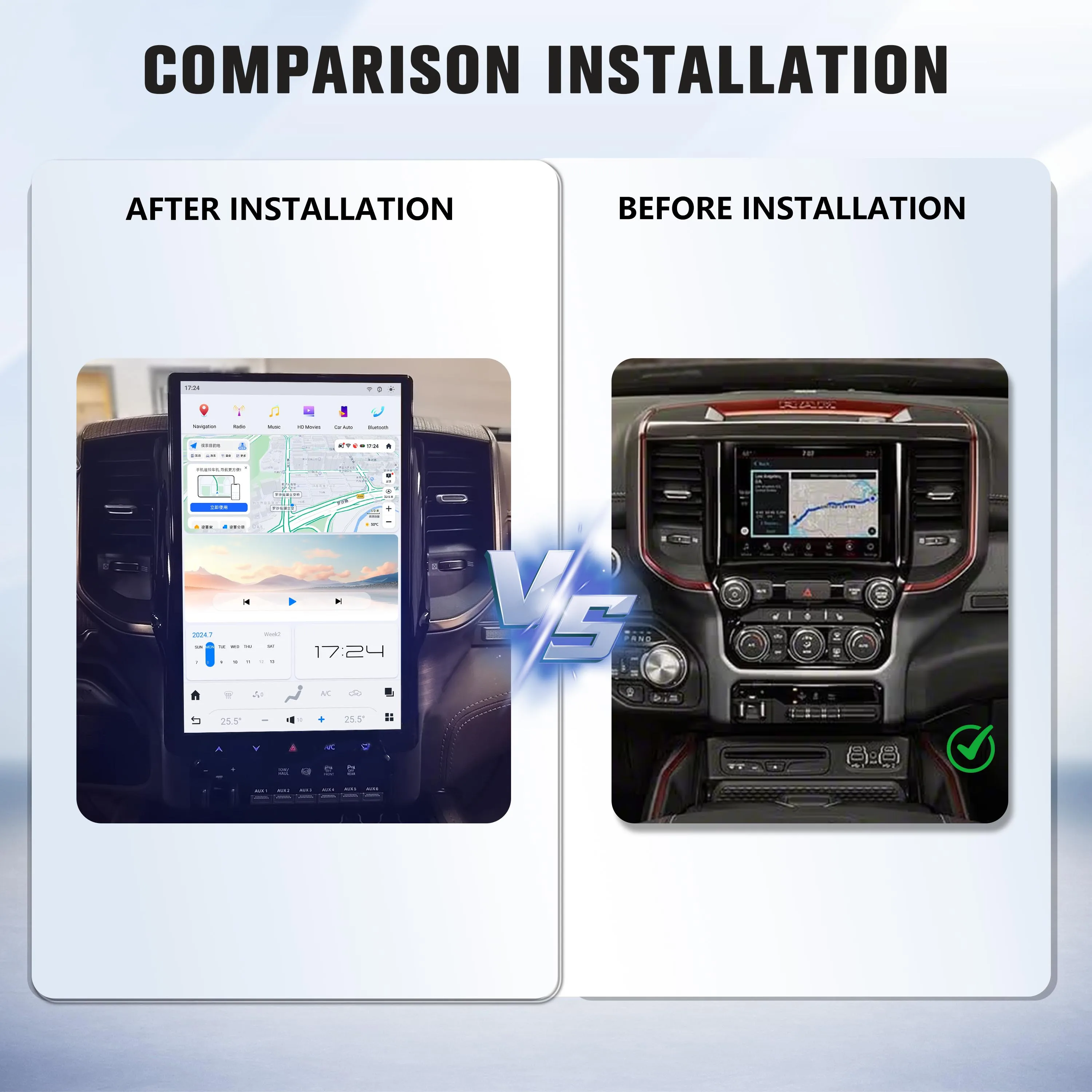 

Автомагнитола для Dodge Ram 1500 2019-2023 с сенсорным экраном, поддержкой CarPlay, Android Auto, GPS-навигацией, мультимедиа, Wi-Fi и 4G, мультимедийный проигрыватель