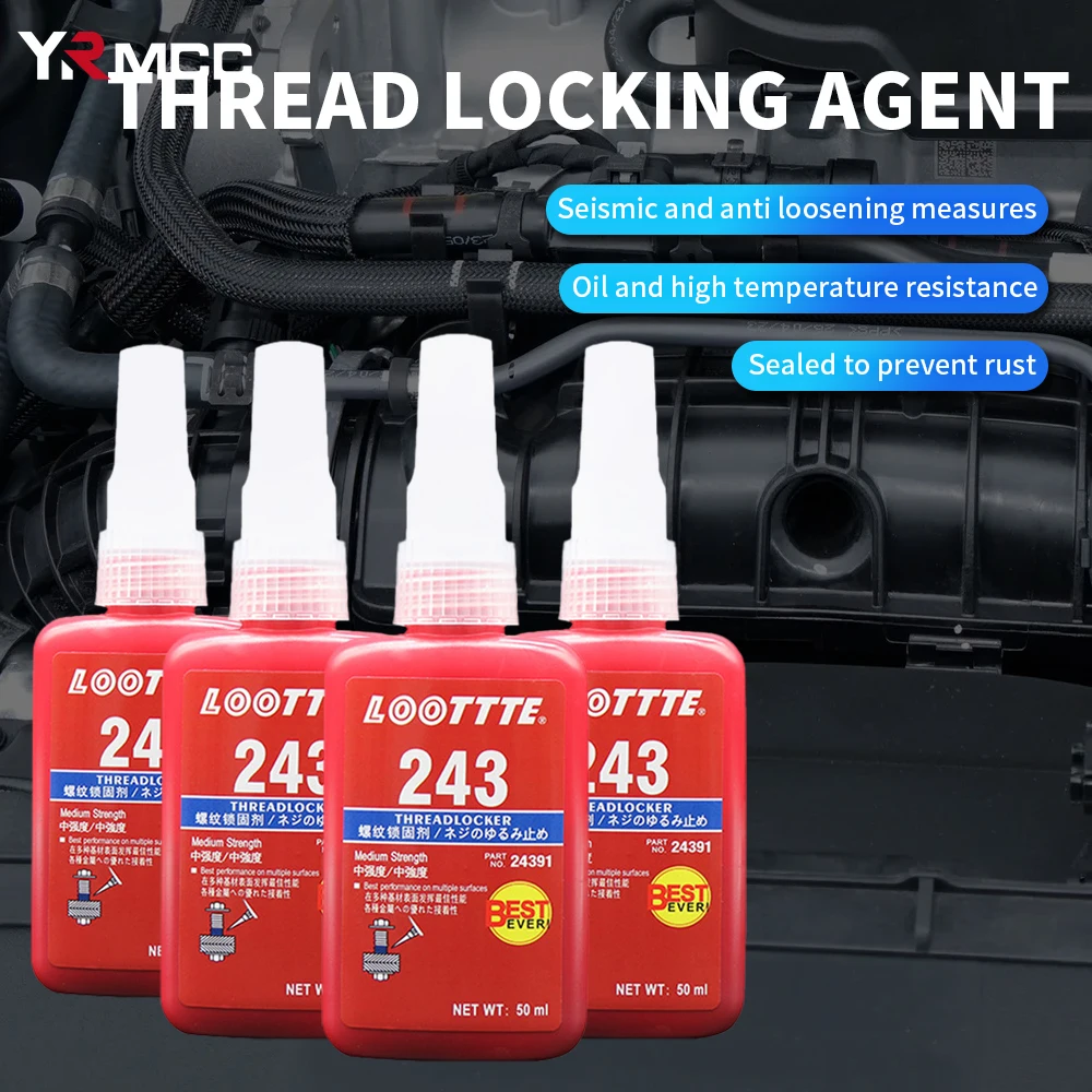 50/250 ml Schraubensicherung 243 Schraubenkleber, schnell ausgehärtetes Gewindesicherungsmittel, anaerober Klebstoff, Anti-Lose, für Zuhause, Auto, 1/2/3 Stück