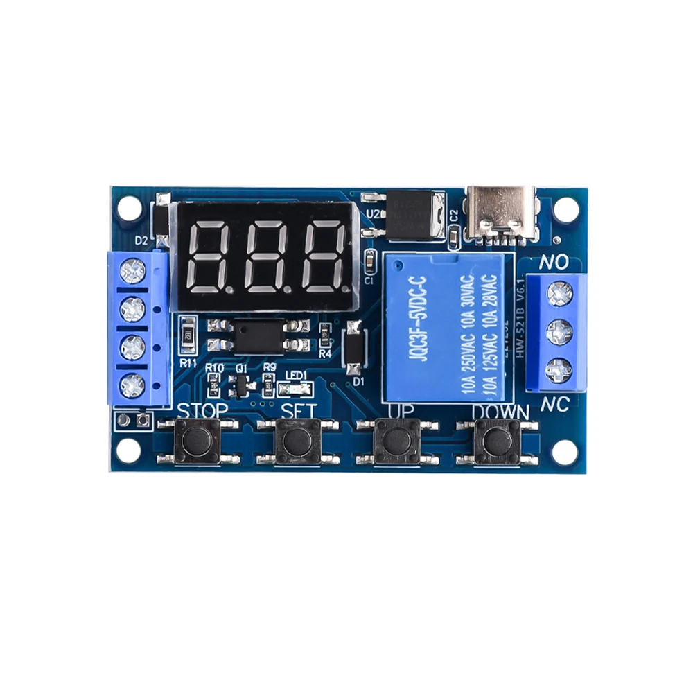 

DC 6-30V Support Type-C 5V LED Display Automation Cycle Delay Timer Control Off Switch Delay Time Relay 6V 9V 12V 24V