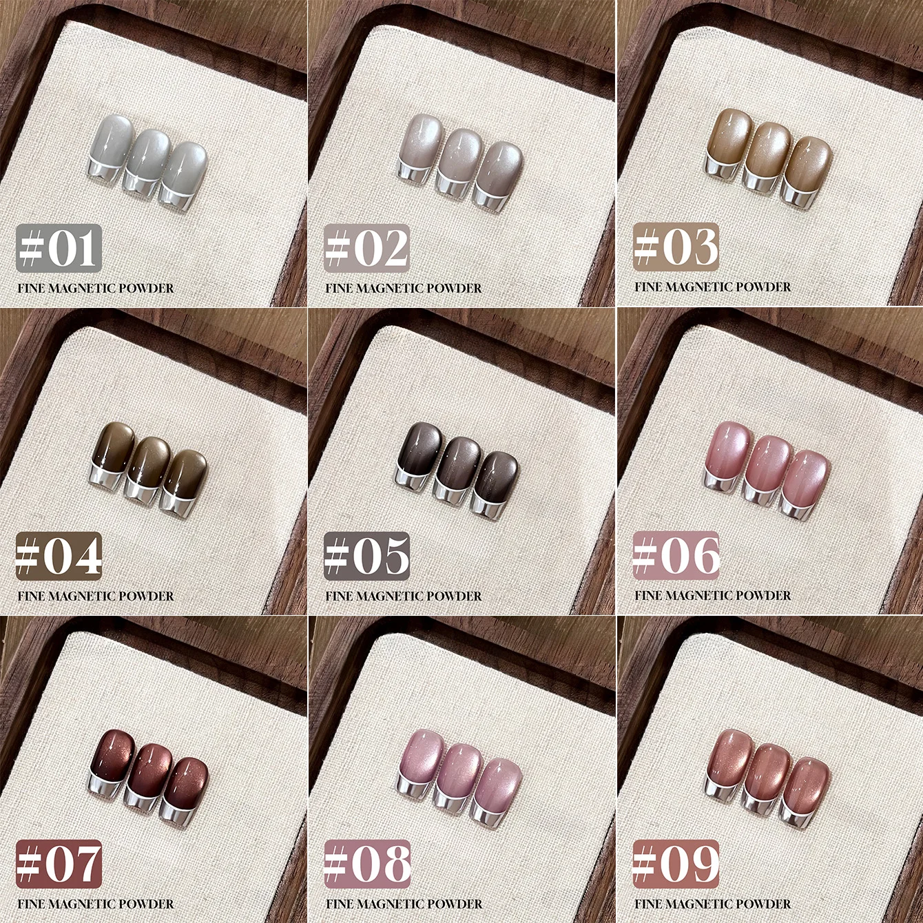 1 قطعة WS الوردي الزجاج حبة القط العين هلام مسمار البولندية 2025 جديد تبييض التشفير مسحوق مغناطيسي ميلارد الكراميل البني مسمار الفن #1