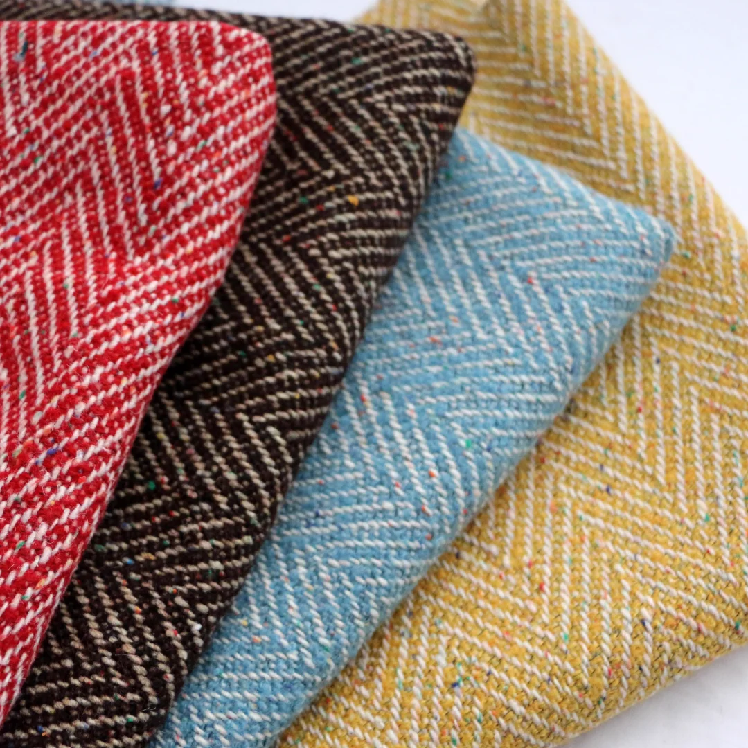 20% lana a spina di pesce addensato Tweed tessuto tinto in filo con punti colorati per cucire cappotto Blazer fai da te