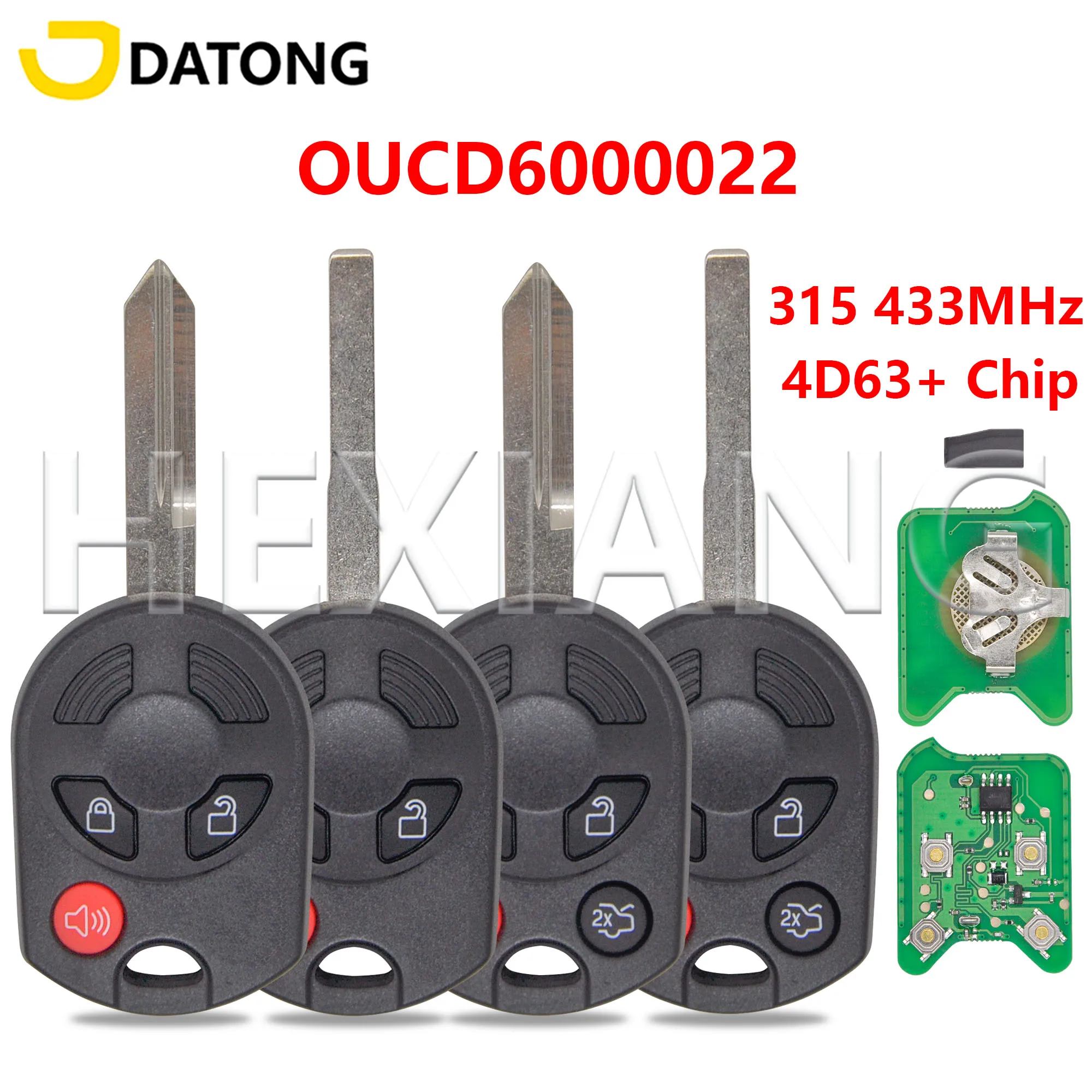

Автомобильный ключ-пульт Datong World OUCD6000022 315/433 МГц с чипом 4D63 и лезвием HU101/FO38, совместимый с Ford C-Max, Edge, Escape, Focus, Lincoln, Mazda