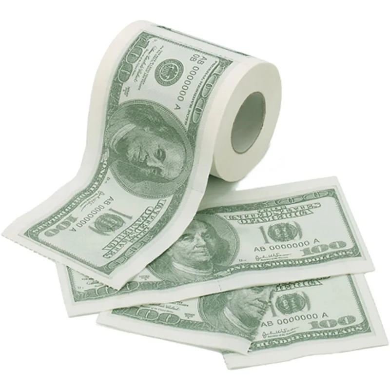 Money Toilet Paper Rolls Bathroom Tissue Novelty 100 Dollar Bills Currency Toilet Tissue Paper - Pack Of 4