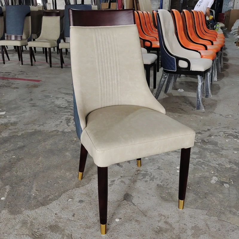 Solid Wood Chair Soft Bag Backrest Dining Home Hotel Box Restaurant Chair Leather PU Book Chair