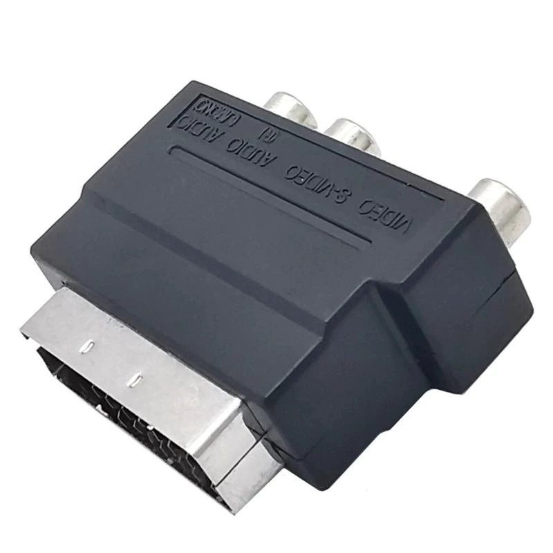 21PIN SCART to 3RCA Female Adapter with On/Off Button for Video Recorder