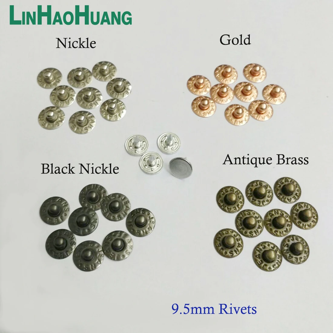 500sets/pack 9.5mm brass garment jeans buttons rivets stud rivets alum nail nickle/black /bronze/gold for jeans pocket + tools