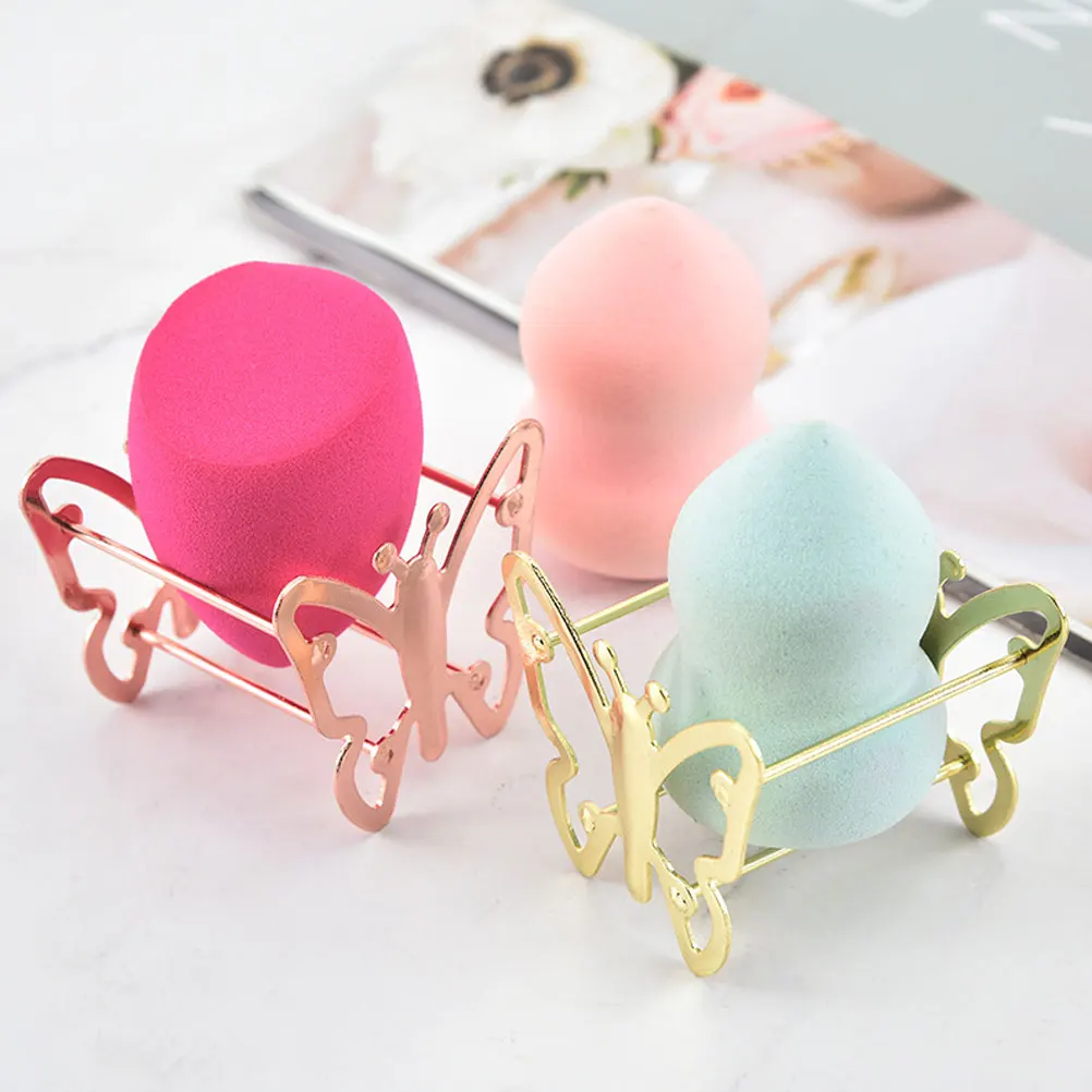 

4pcs Metal Rose Gold Makeup Puff Holder Durable Beautiful Practical Sponge Rack Powder Egg St Display Dry Storage