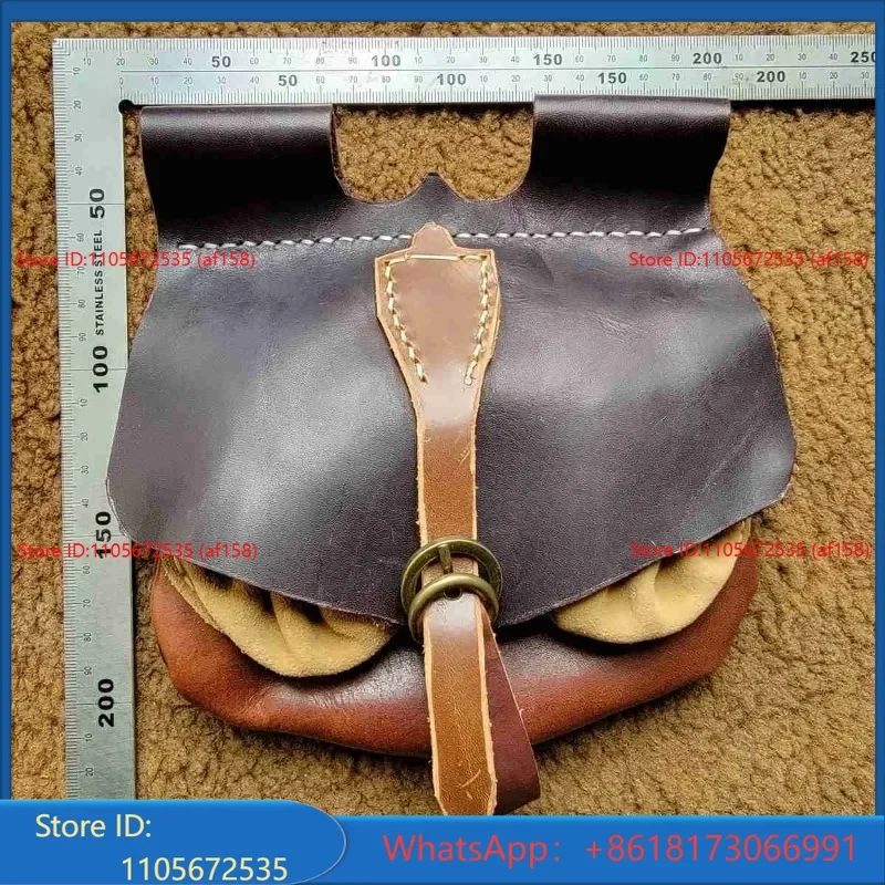 Bolso de cintura de cuero de vaca, restauración histórica tradicional hecha a mano, bolso de cuero, bolso pequeño vikingo