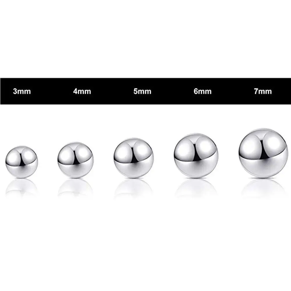 1Pair Brief Small Round Balls 2mm To 10mm Stud Earrings 316l Stainless Steel Unisex Earring Plating No Fade Allergy Free