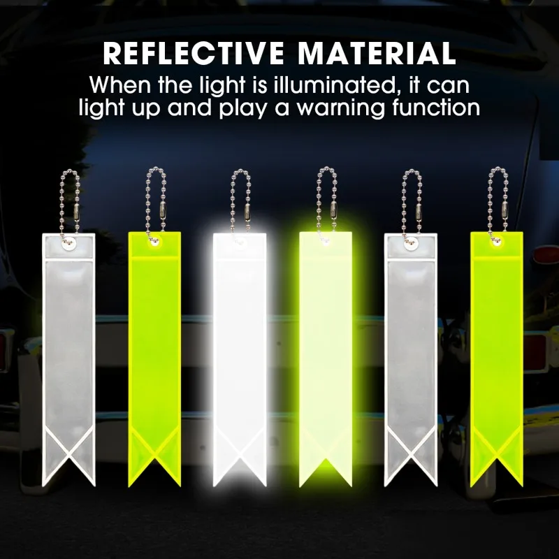 High Visibility Reflective Safety Tag For Bicycle Backpack School Bag Night Cycling Warning Strip Hanger Keyring Pendant Strap