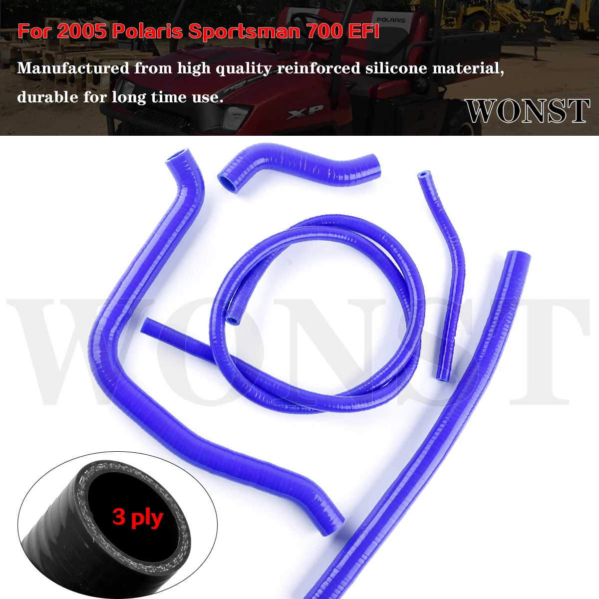 

5 Pcs Blue For 2005 Polarls Sportsman 700 EFI Silicone Hose Coolant Radiator Tube Pipe Kit