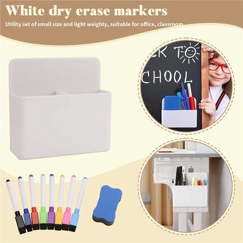 حامل أقلام التحديد الجاف المغناطيسي DN، حامل أقلام التحديد المغناطيسي للسبورة البيضاء، 8 قطع أقلام تحديد المسح الجاف المغناطيسي