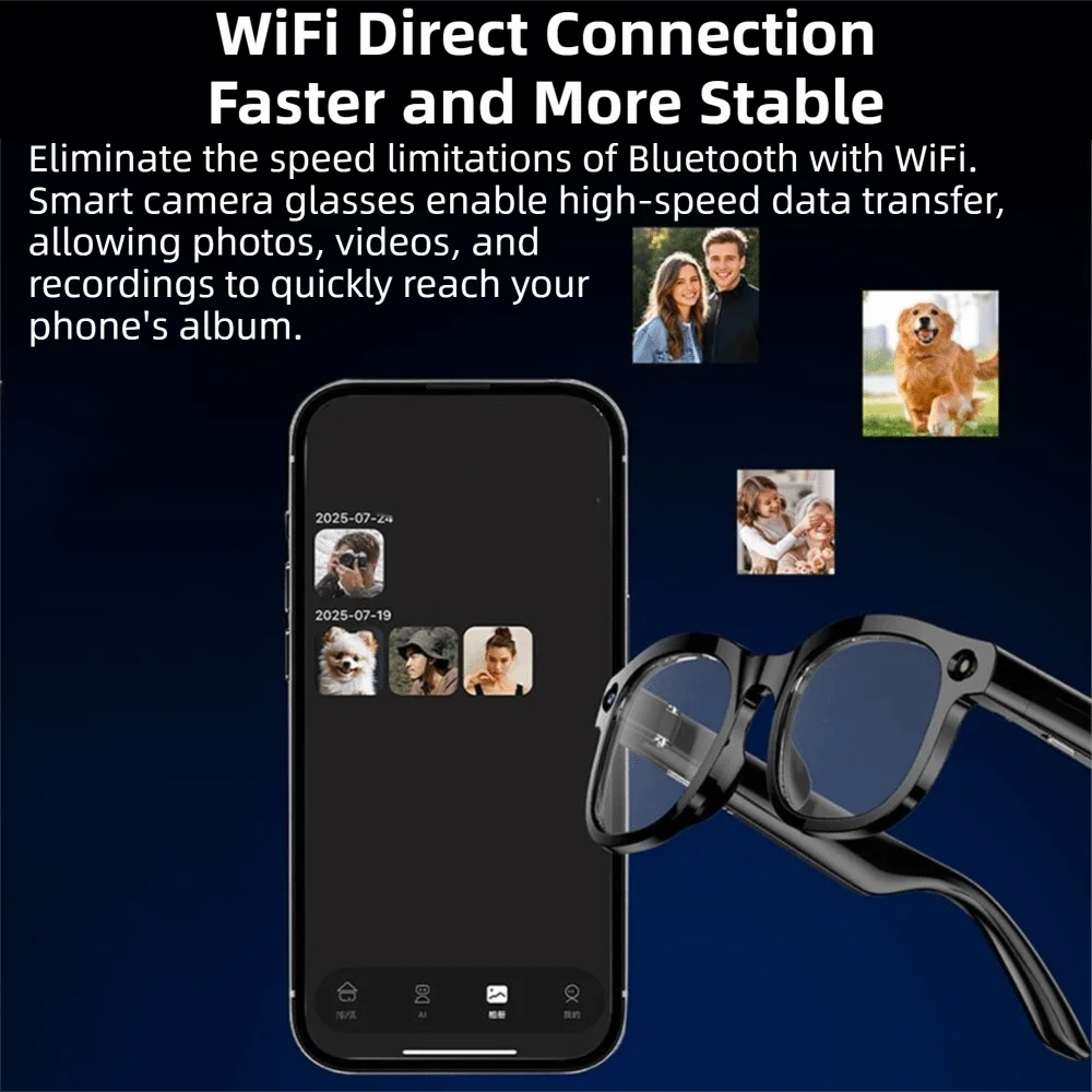 Real-time Translation AI Smart Glasses Anti-Blue Light Wearable Tech Smart Video Glasses 1080P Video Recording Waterproof
