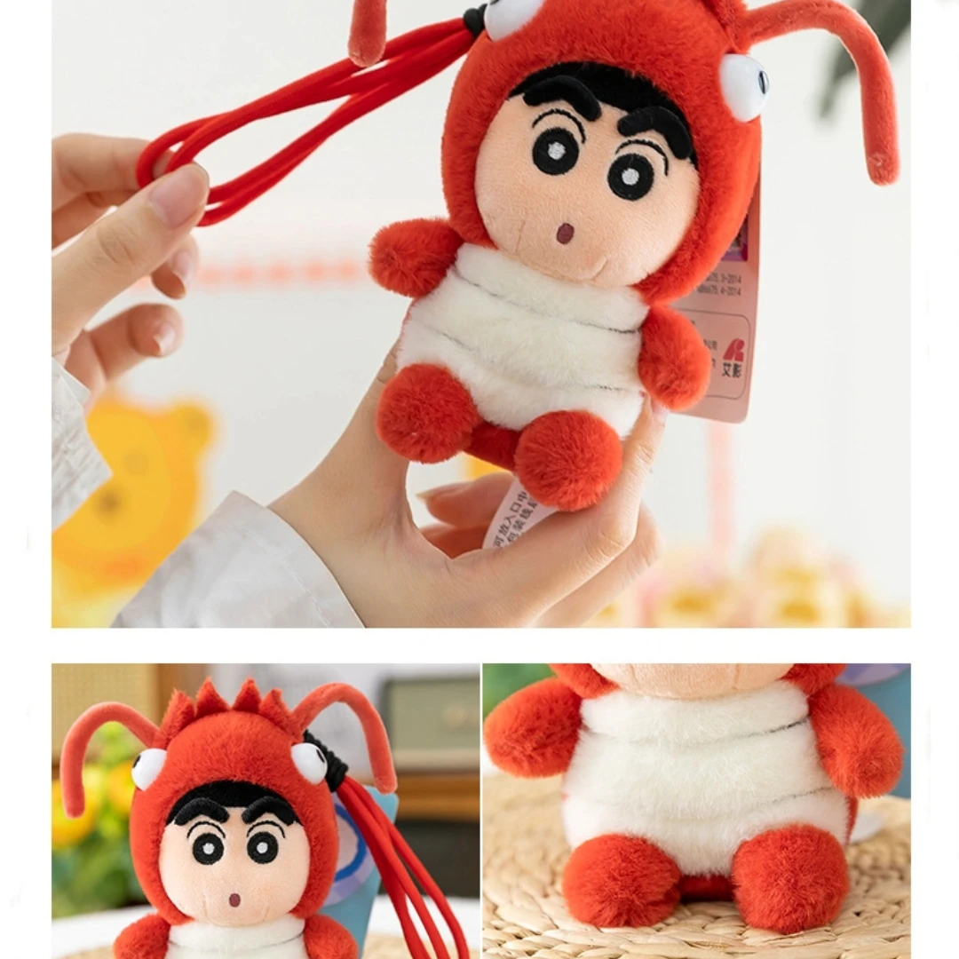 Porte-clés pingouin Crayon Shin-chan en peluche pour fille, mignon abeille, sac à dos, pendentif, poupée écrevisses, décoration suspendue de voiture, cadeau de noël
