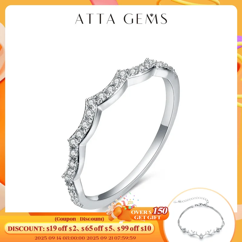 

ATTAGEMS D VVS1 Moissanite Ring for Women Brilliant Diamond Wedding Band Stackble Rings Engagement Sparkly Fine Jewelry Gift