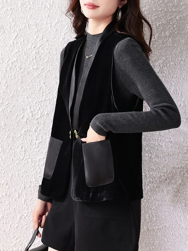 

Новый китайский бархатный жилет для женщин, весенне-осенний, винтажный, в национальном стиле, с V-образным вырезом, свободного кроя, на одной пуговице