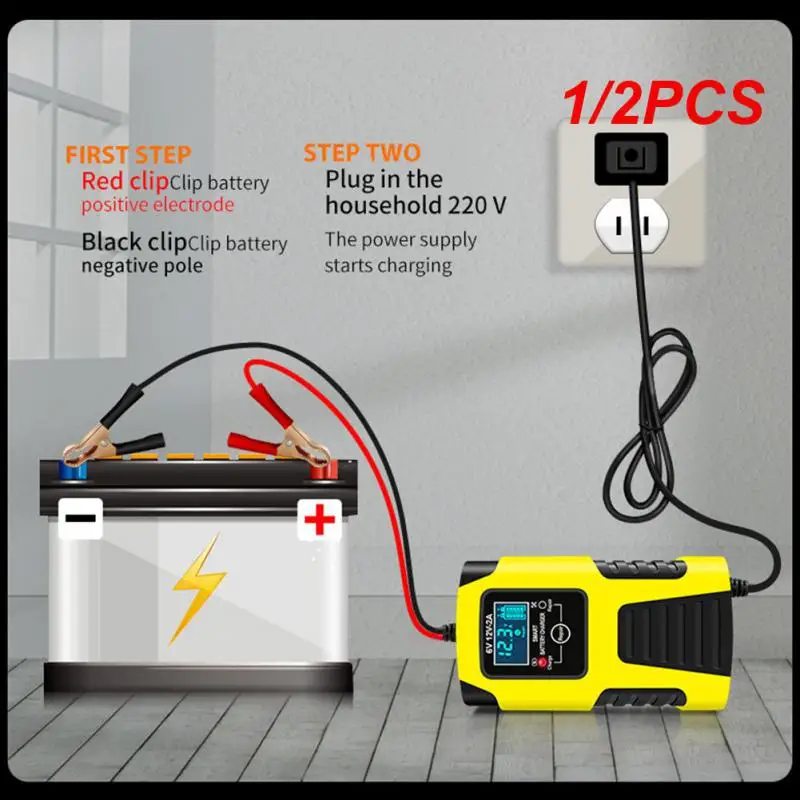 1/2PCS 2-Amp Fully-Automatic Smart Charger, 6V and 12V Battery Charger, Battery Maintainer, Trickle Charger, Battery Desulfator