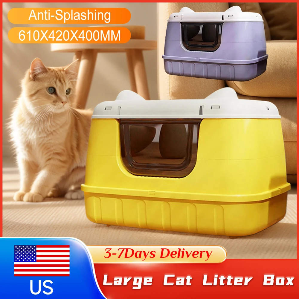 

Лоток для кошачьего туалета с защитой от разбрызгивания, с ручкой, для крупных пород кошек, для нескольких кошек в доме, зоотовары