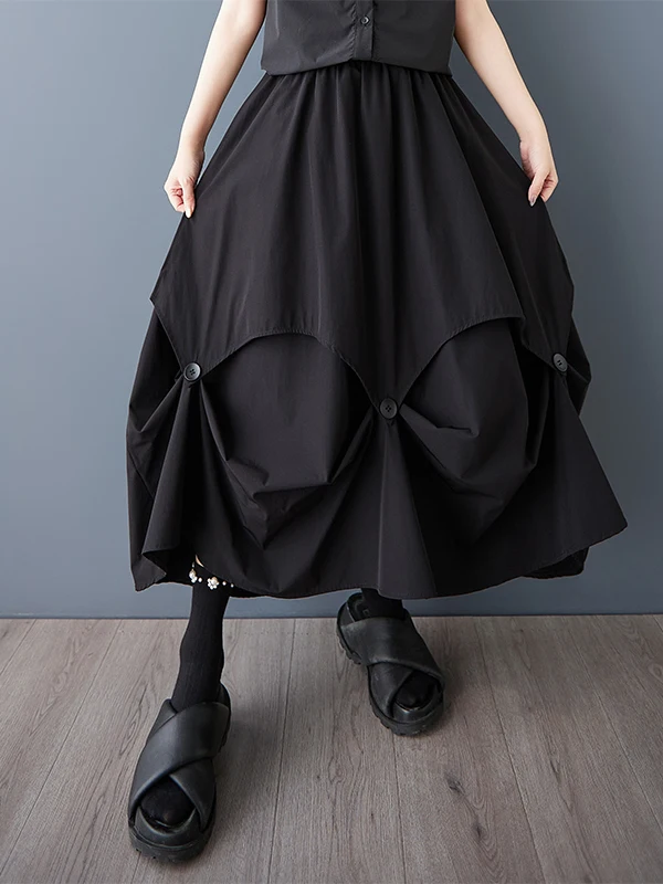 Losse wijde pijpen negen tenten patchwork veelzijdige lente zomer Koreaanse Sle f rok bloemenprint midi rok voor dames