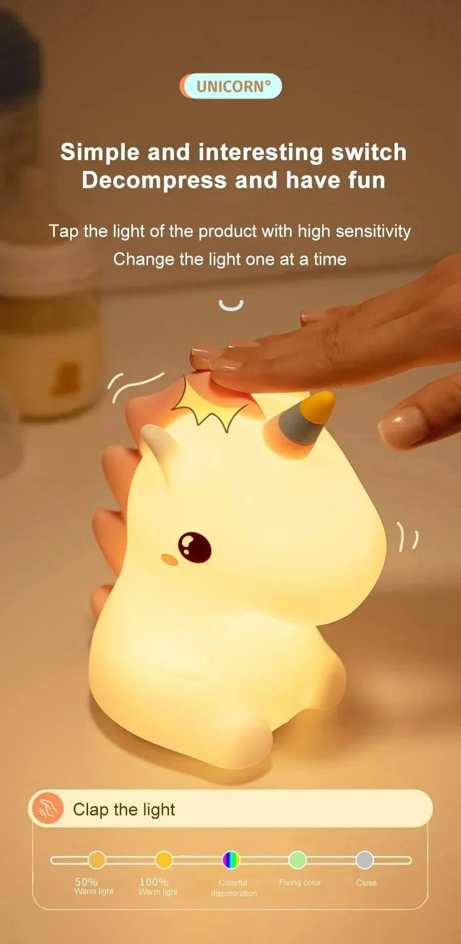GGbingo Silicone Rabbit LED Night Light with Touch Sensor Cute Animal Table Lamp for Bedroom Decor Gift for Kids Baby Child Home