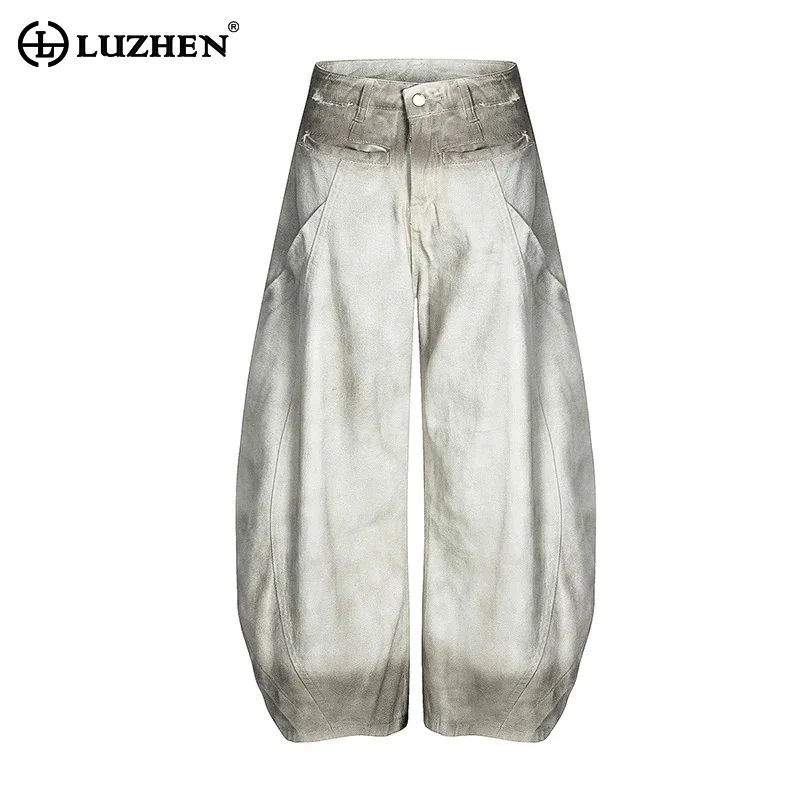 

LUZHEN Original Wornout Tie-dyed Color Contrast Loose Fashion Denim Pants 2025 New High Quality Streetwear Casual Jeans JY3324