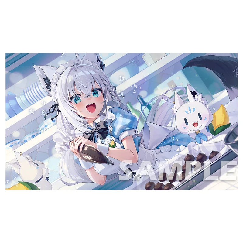 

600X350Mm Diy Self Made Hololive Shirakami Fubuki Card Board Game Surrounding Card Pad Mouse Pad Anime Cards Gift Toys