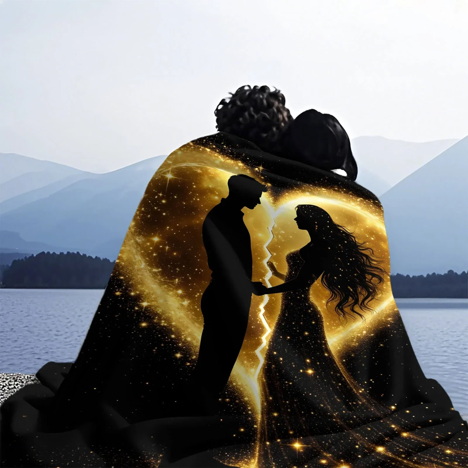 بطانية ناعمة "I Love You" لامعة - عنصر رومانسي تحت عنوان رمي الصوف للأريكة ديكور المنزل للأزواج والكبار والأطفال هدية دافئة