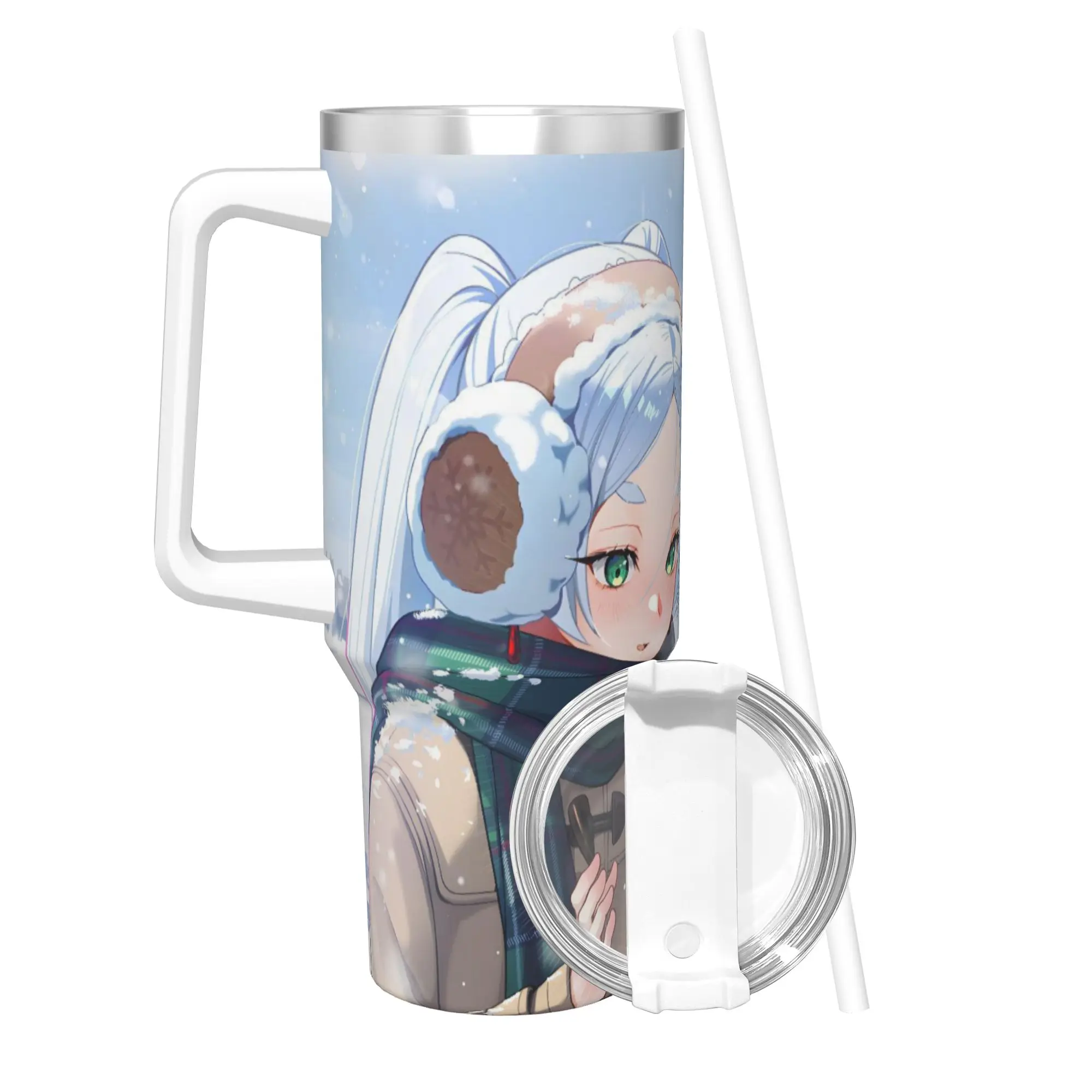 40OZ Stainless Steel Tumbler Frierens Beyond Journey's End Anime Coffee Mug  Portable Hot Drinks Mugs Cup Travel Water Bottle