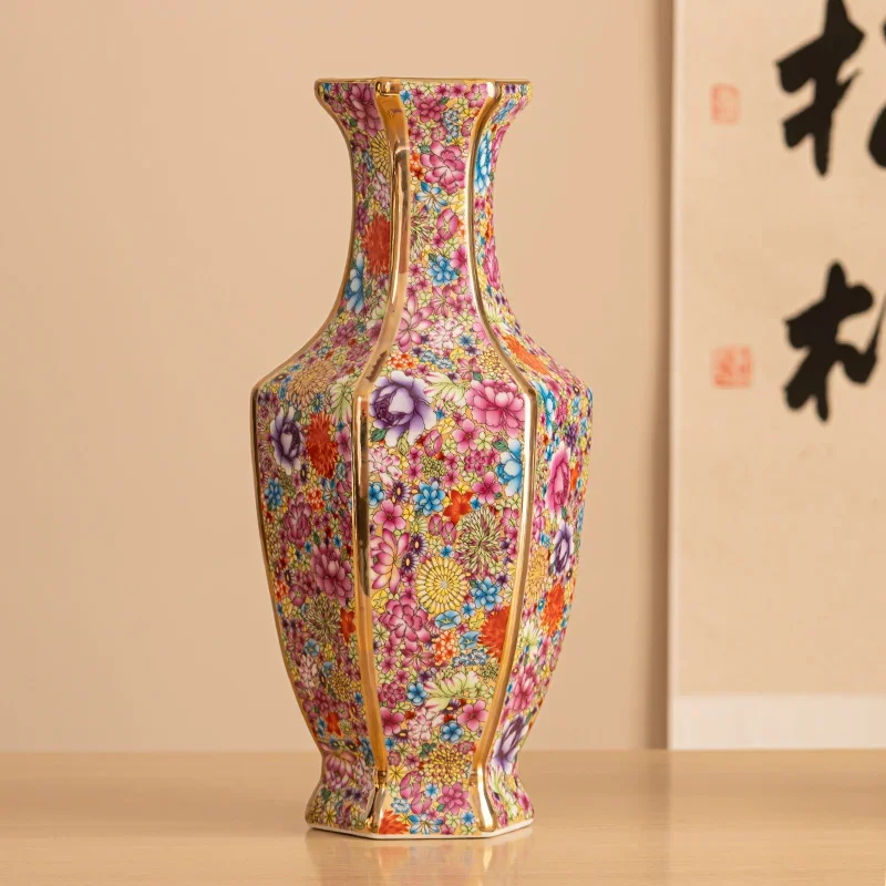 Jingdezhen Enamel Ceramic Vases Palace Style Floral Vase Home Decor Antique Vase Desktop Ornaments