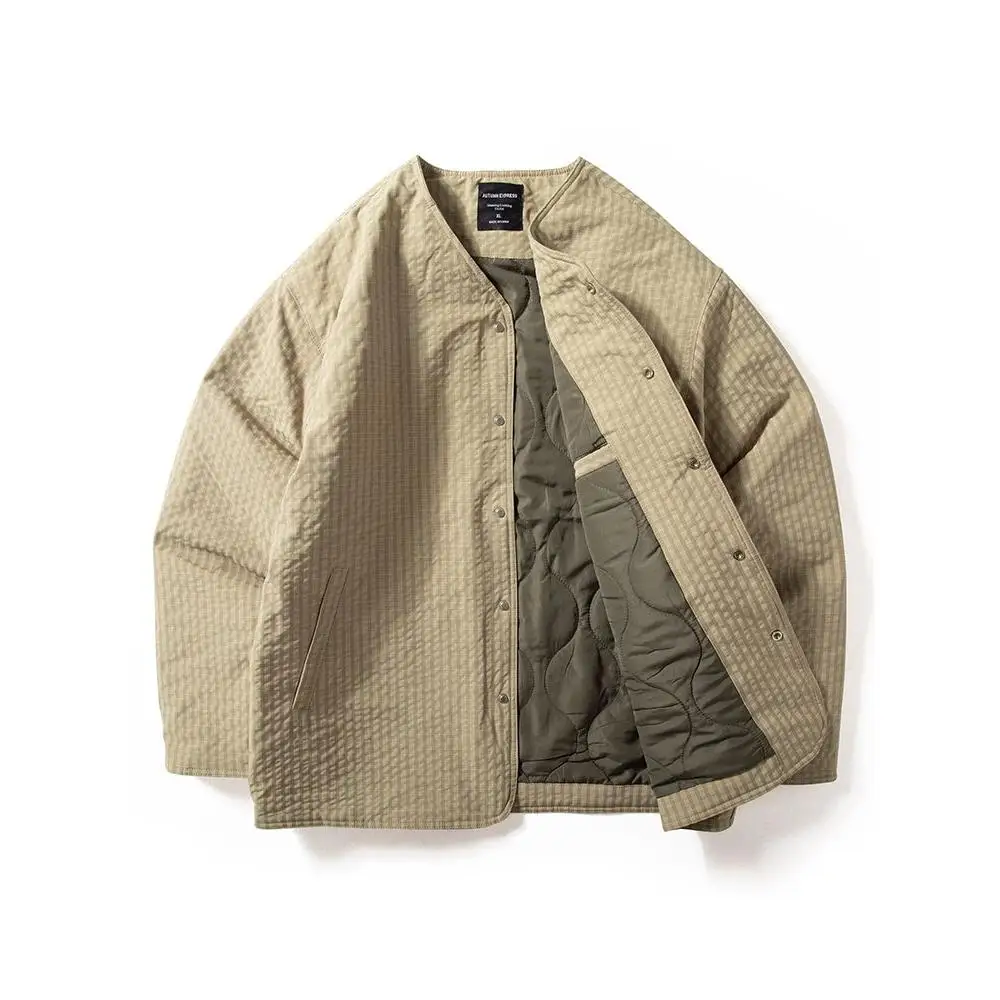 Loose Casual Unlined Cotton Jacket Men's Fall Winter New Style Patchwork Quilted Plaid Coat Autumn Winter Warm Polyester Fiber