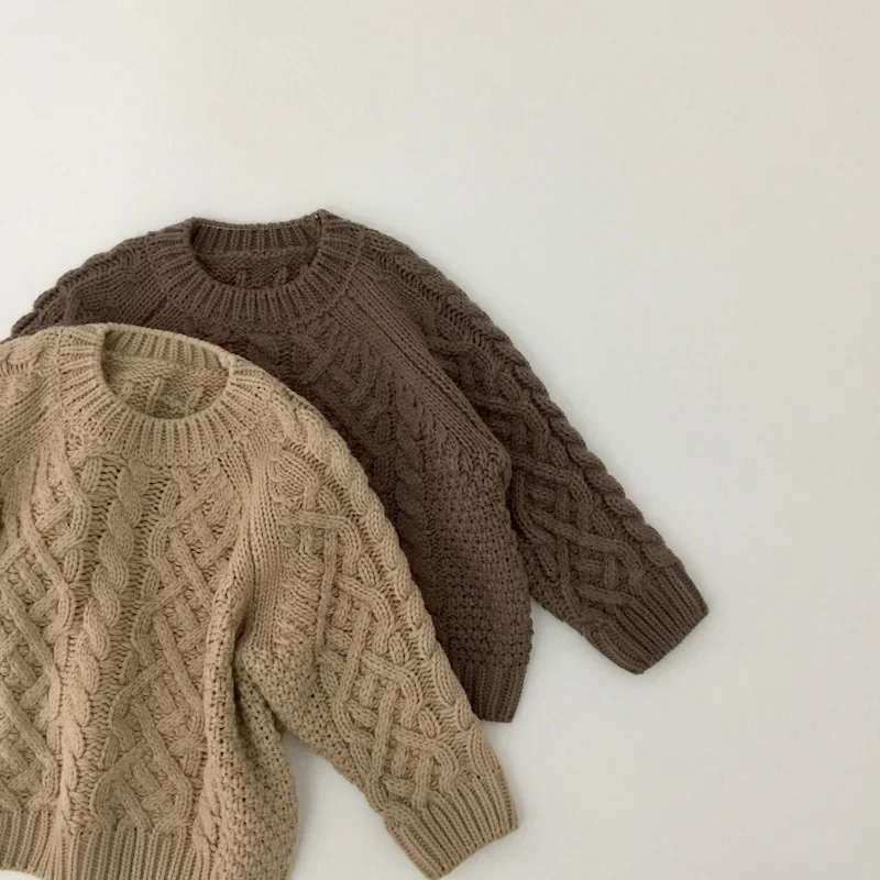 2024 Winter Morandi Solid Color Fried Dough Twists Children's Sweater image 2
