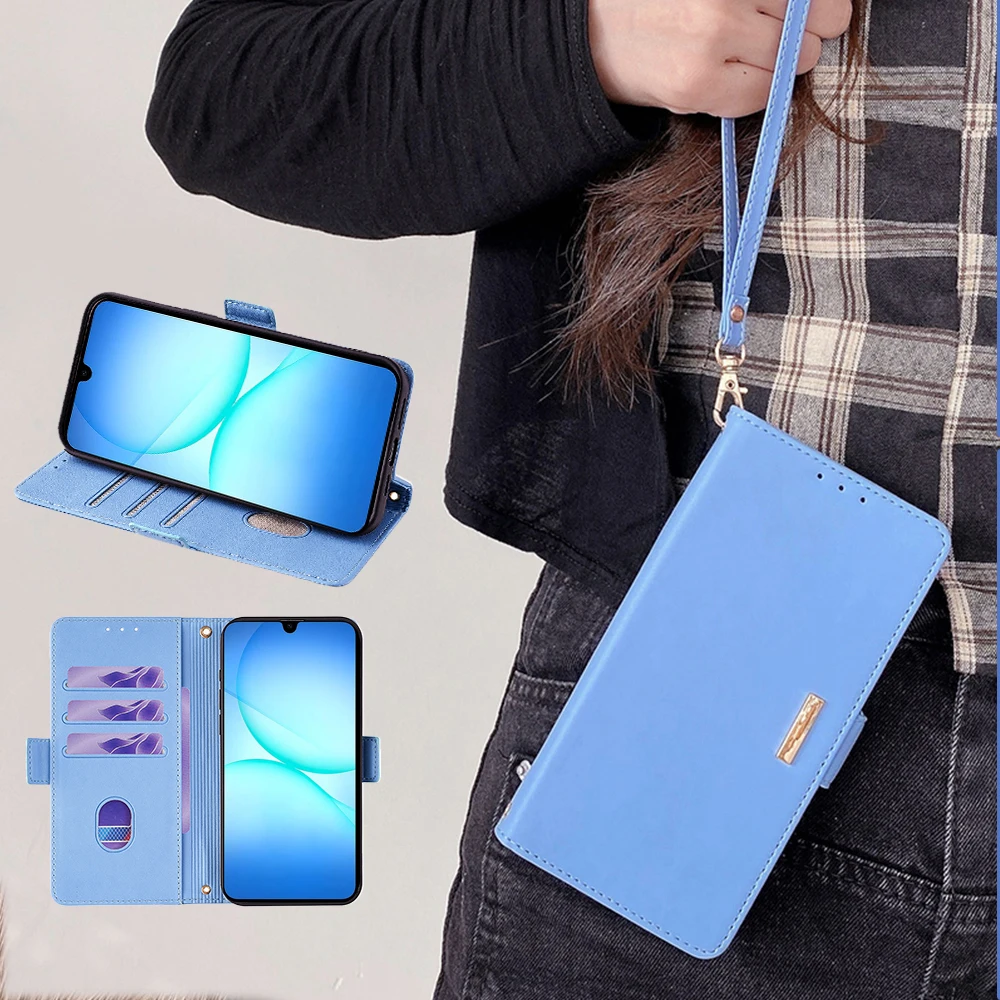 Magnetic Side Buckle Card Slot Leather Wallet Case For Samsung Galaxy A57 A37 A17 A07 A56 A36 A26 A16 A55 A35 A15 A54 Flip Cover view 3