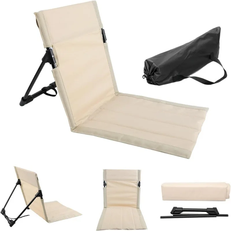 Foldable Camping Chair Portable Outdoor Chair Oxford Cloth Floor Chair with Backrest Cushion Lazy Single for Beach Picnic Garden