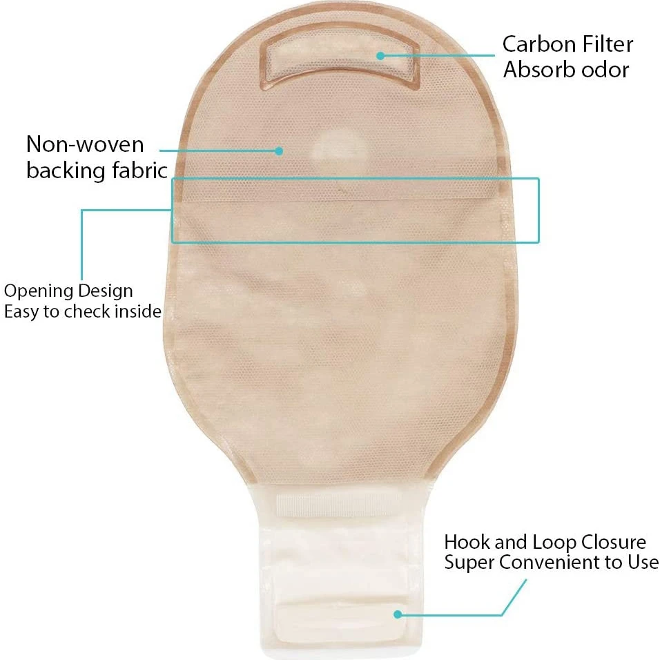 Drenar Válvula Ostomia Sacos, Bolsas drenáveis para colostomia Ileostomia Estoma Care, Econômico, 20-60mm, 1 Pc