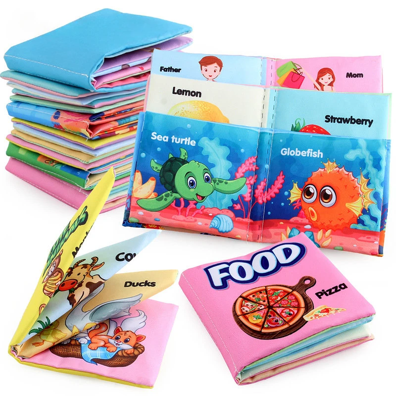 

Cloth Book Toddler Soft Baby Books Rustle Sound Baby Quiet Books Infant Early Learning Educational Toys 0 -12 Months Tear-proof